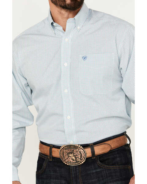 Image #3 - Ariat Men's Wrinkle Free Westley Plaid Print Button-Down Long Sleeve Western Shirt, White, hi-res