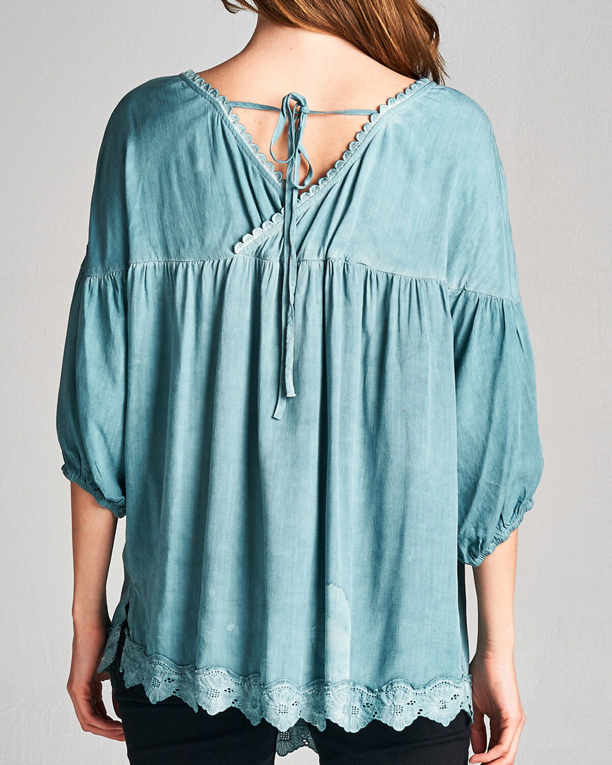 Image #6 - Hyku Women's Faded Floral Crochet Hem Top , , hi-res