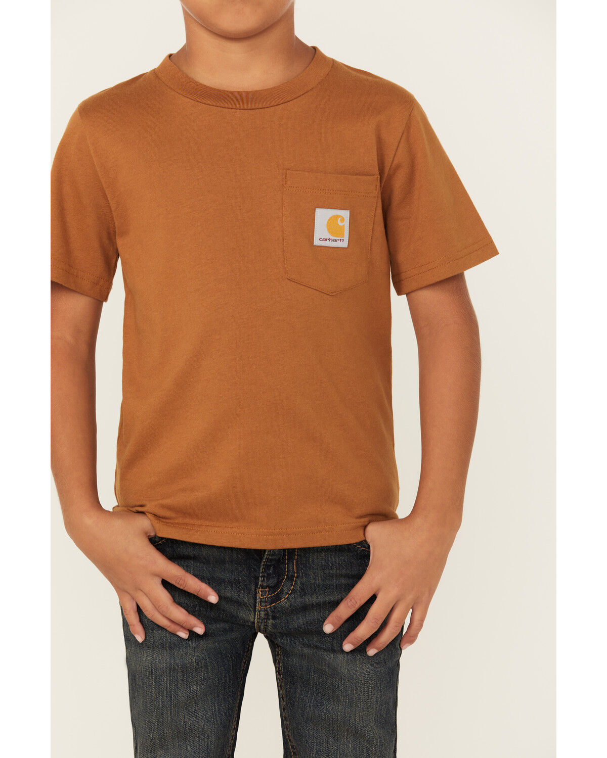 Image #3 - Carhartt Little Boys' Logo Short Sleeve Pocket T-Shirt, Medium Brown, hi-res