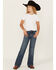 Image #1 - Wrangler Girls' Lindsey Medium Wash Stretch Trouser Jeans , Medium Wash, hi-res