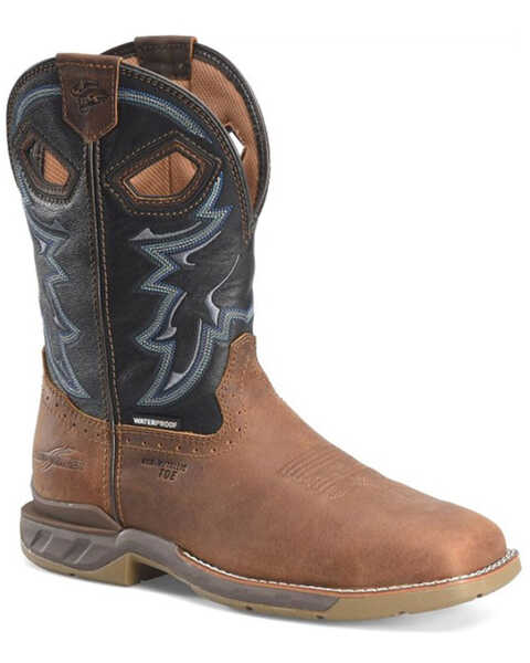 Image #1 - Double H Men's Geddy Waterproof Western Work Boots - Composite Toe , Brown, hi-res