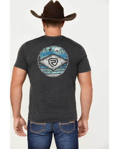 Image #1 - Rock & Roll Denim Men's Circle Scenic Logo Short Sleeve T-Shirt, Charcoal, hi-res