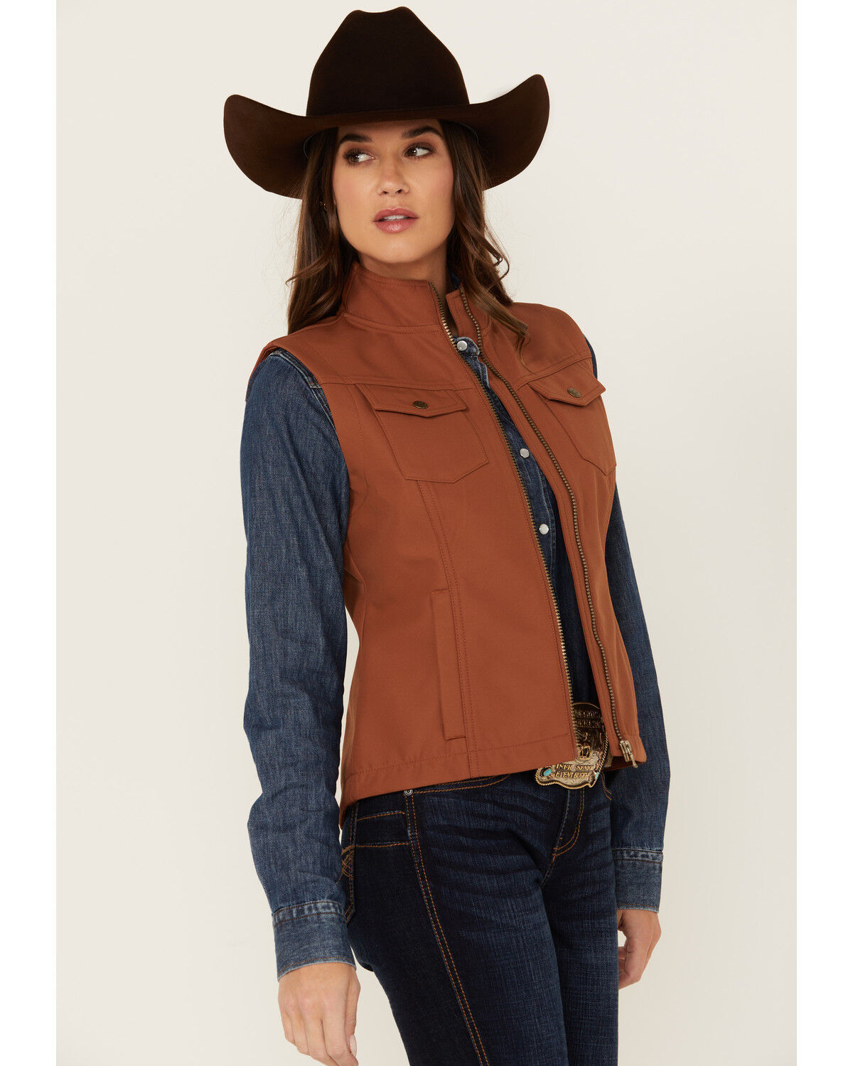 Image #2 - Shyanne Women's Madisson Softshell Bonded Vest, Lt Brown, hi-res