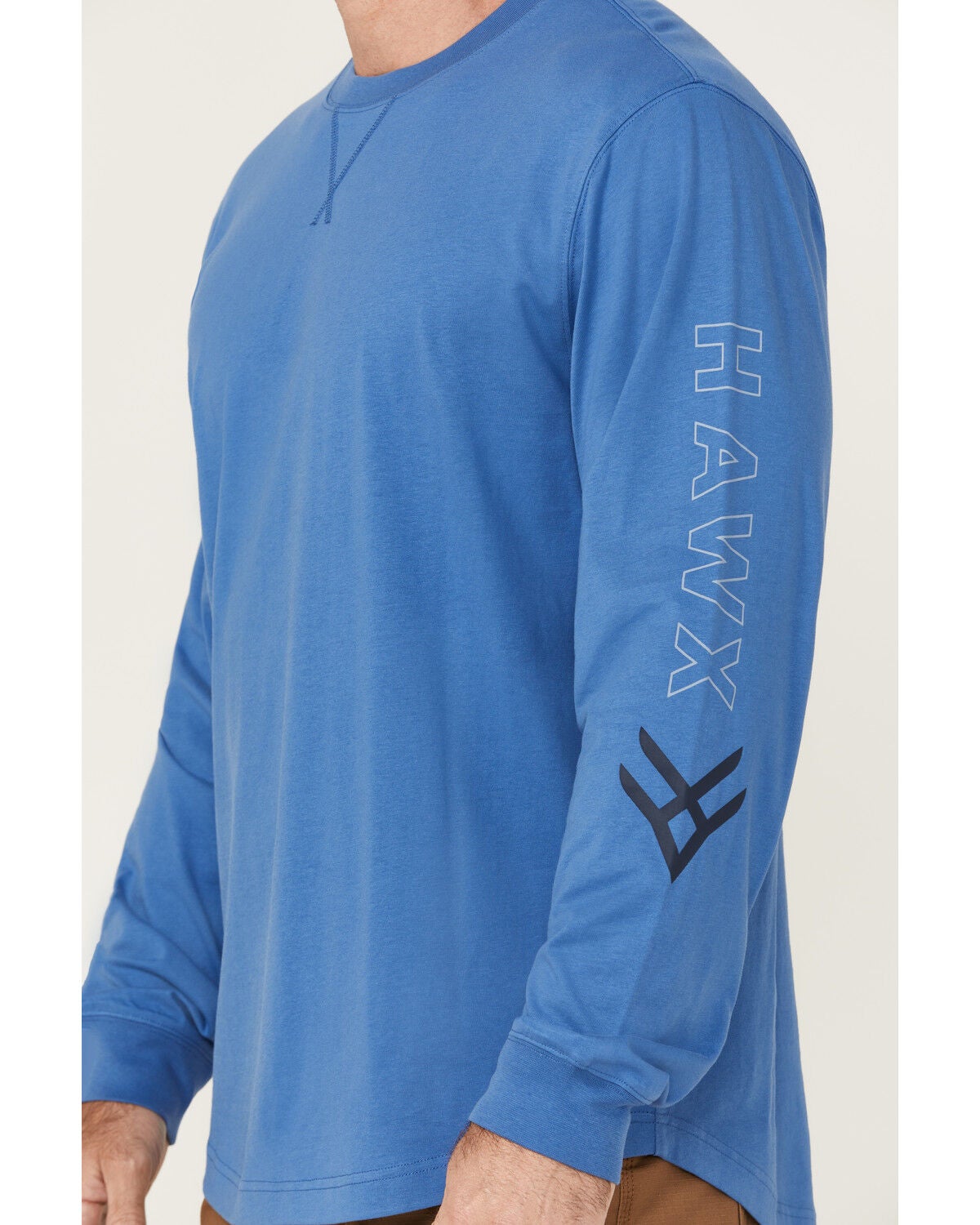 Image #3 - Hawx Men's Logo Long Sleeve Graphic Work T-Shirt, Bright Blue, hi-res