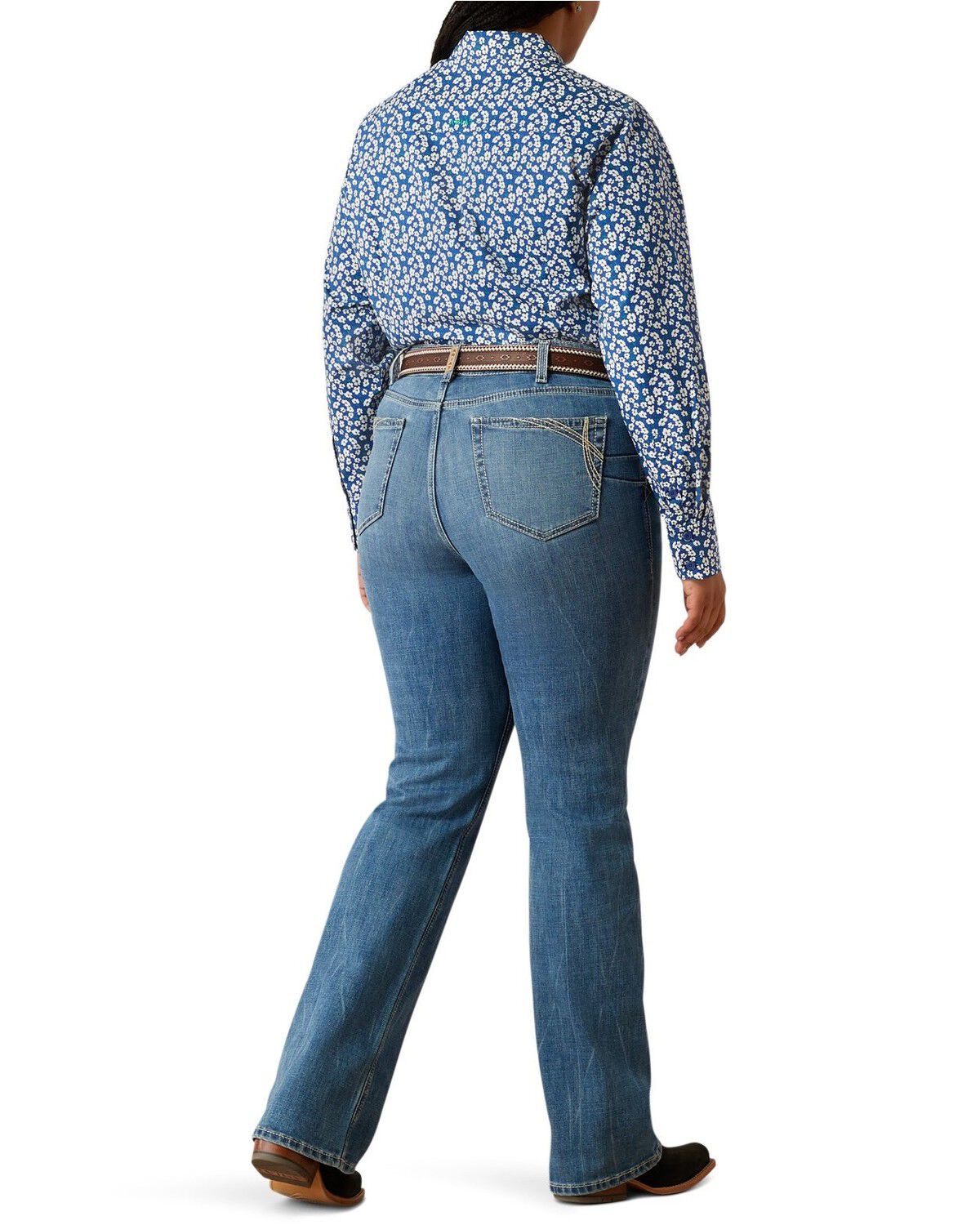 Ariat Women's Naz Medium Wash Perfect Rise Bootcut Stretch Denim Jeans - Plus, Medium Wash, hi-res