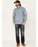 Moonshine Spirit Men's Bayou Born Large Paisley Print Long Sleeve Western Shirt , Light Blue, hi-res