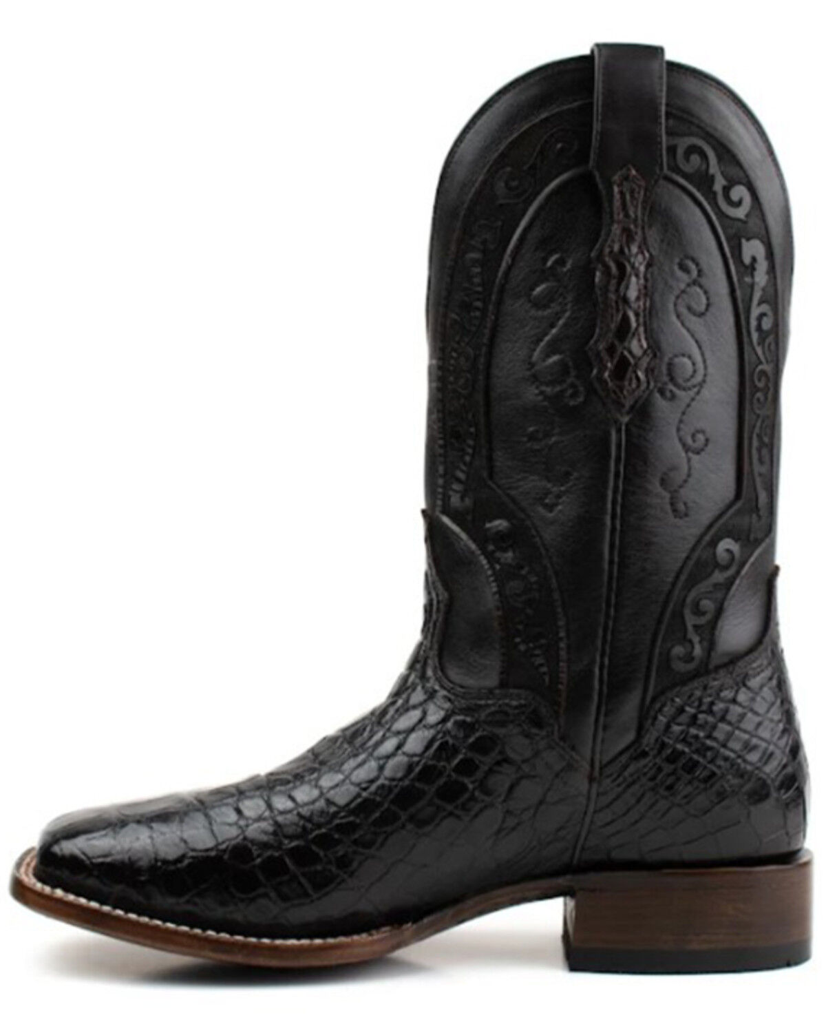 Image #3 - El Dorado Men's American Alligator Exotic Western Boots - Broad Square Toe, Chocolate, hi-res