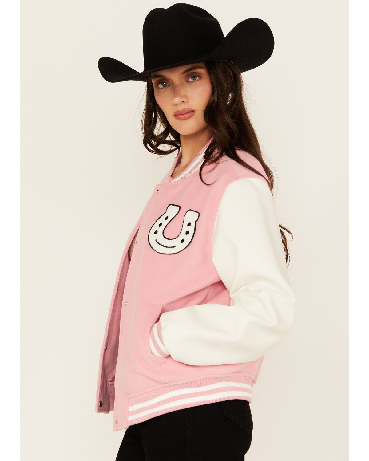 Image #2 - Urban Republic Women's Varsity Jacket, Pink, hi-res