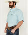Image #2 - Wrangler Men's Plaid Print Short Sleeve Snap Performance Western Shirt , Turquoise, hi-res