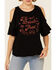 Image #3 - White Crow Women's I'll Drink To That Graphic Short Sleeve Cold Shoulder Top, Black, hi-res