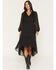 Image #1 - Shyanne Women's Josephine Faux Button-Down Long Sleeve Lurex Midi Dress, Black, hi-res