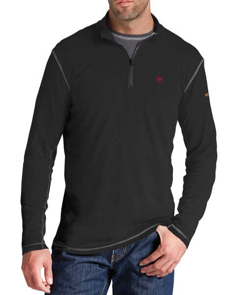 Image #1 - Ariat Men's FR Polartec 1/4 Zip Baselayer Shirt - Big and Tall, Black, hi-res