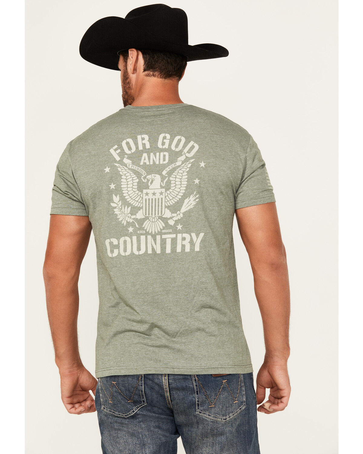 Image #4 - Kick Brass Men's For God and Country Short Sleeve Graphic T-Shirt, Heather Grey, hi-res