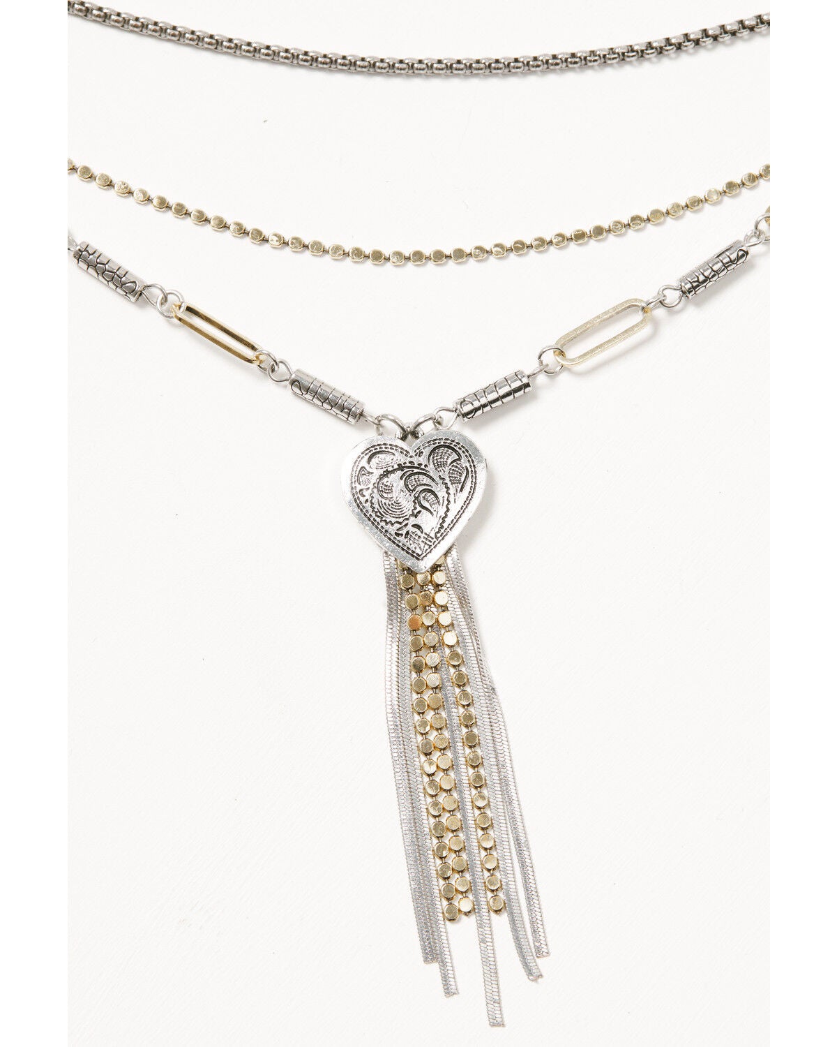 Image #3 - Shyanne Women's Etched Heart Layered Necklace, Gold, hi-res