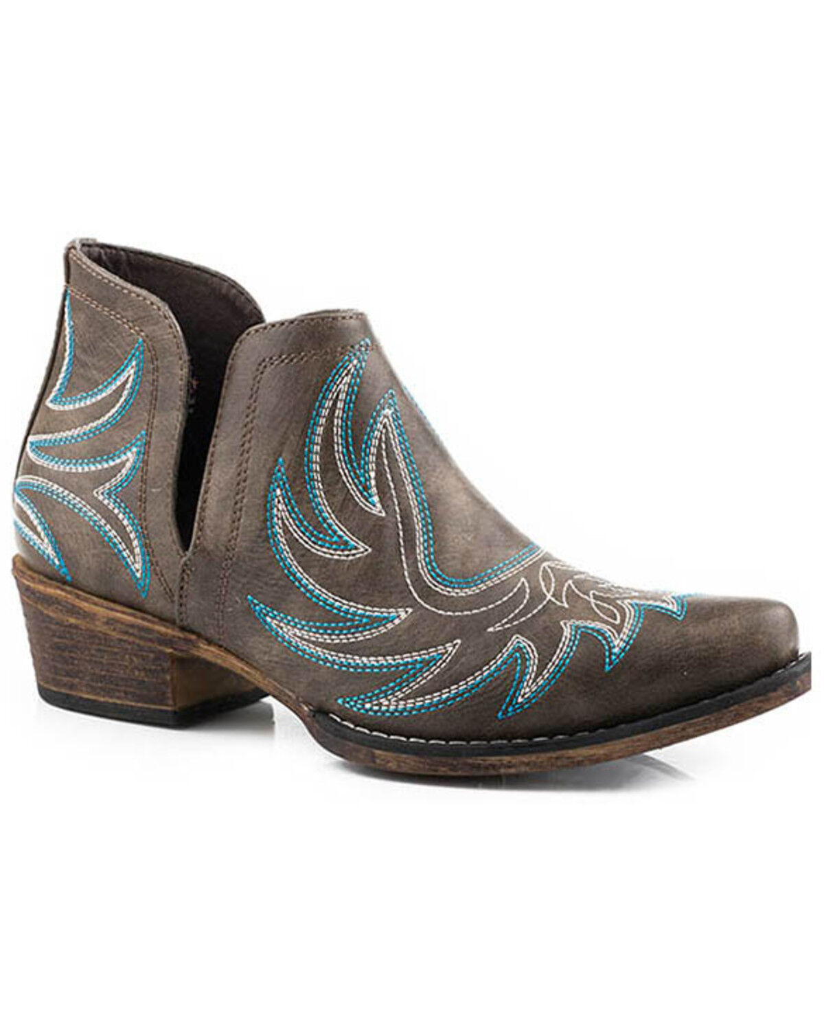 Image #1 - Roper Women's Ava Western Booties - Snip Toe, Brown, hi-res