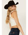 Image #2 - Shyanne Women's Ruffle Sleeve Ribbed Cropped Top, Cream, hi-res