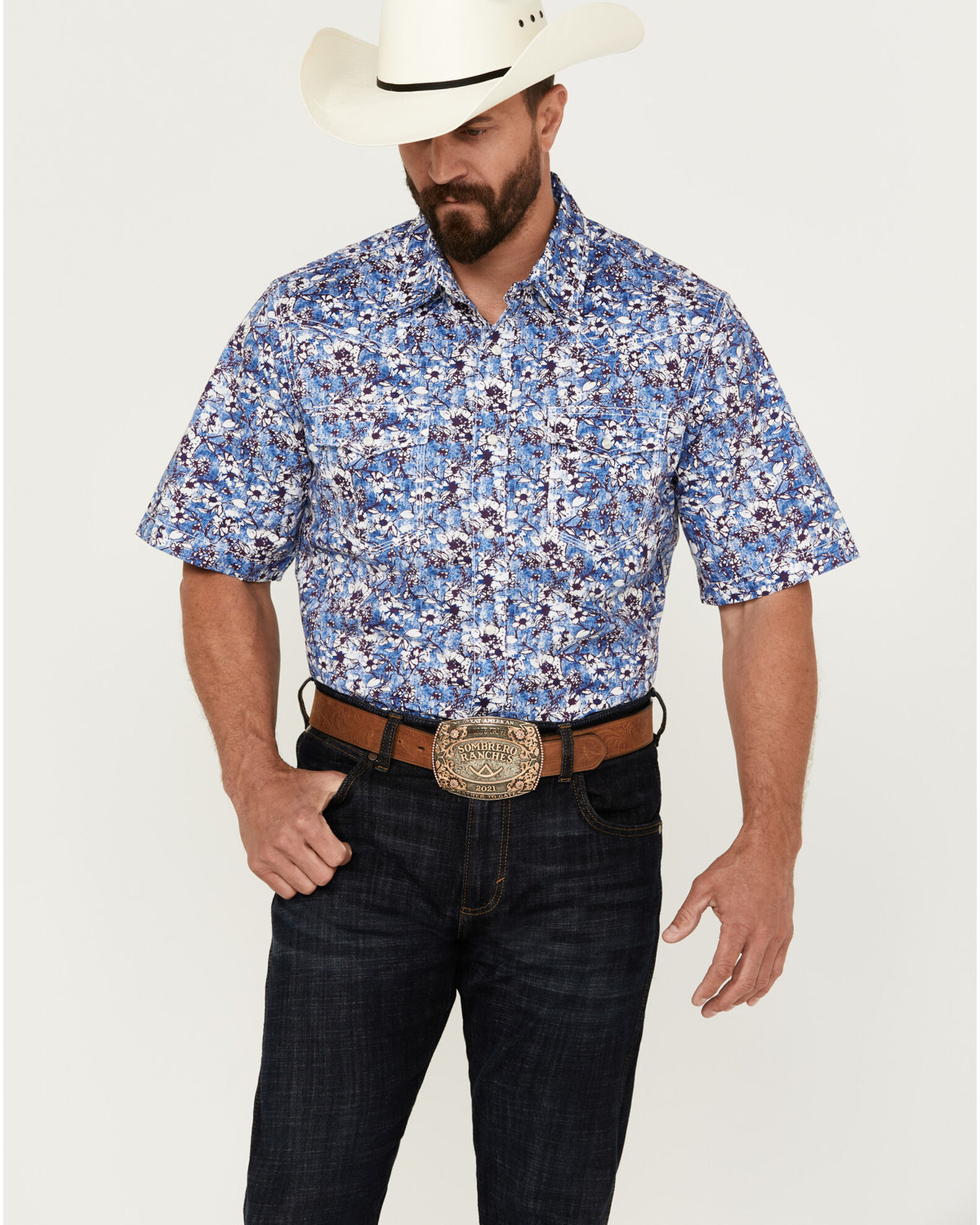 Wrangler 20X Men s Advanced Comfort Floral Print Short Sleeve Snap Western Shirt Sheplers