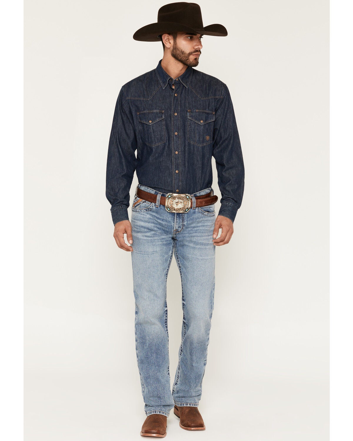 Image #1 - Ariat Men's M7 Emmett Acid Light Wash Slim Straight Stretch Denim Jeans, Light Wash, hi-res
