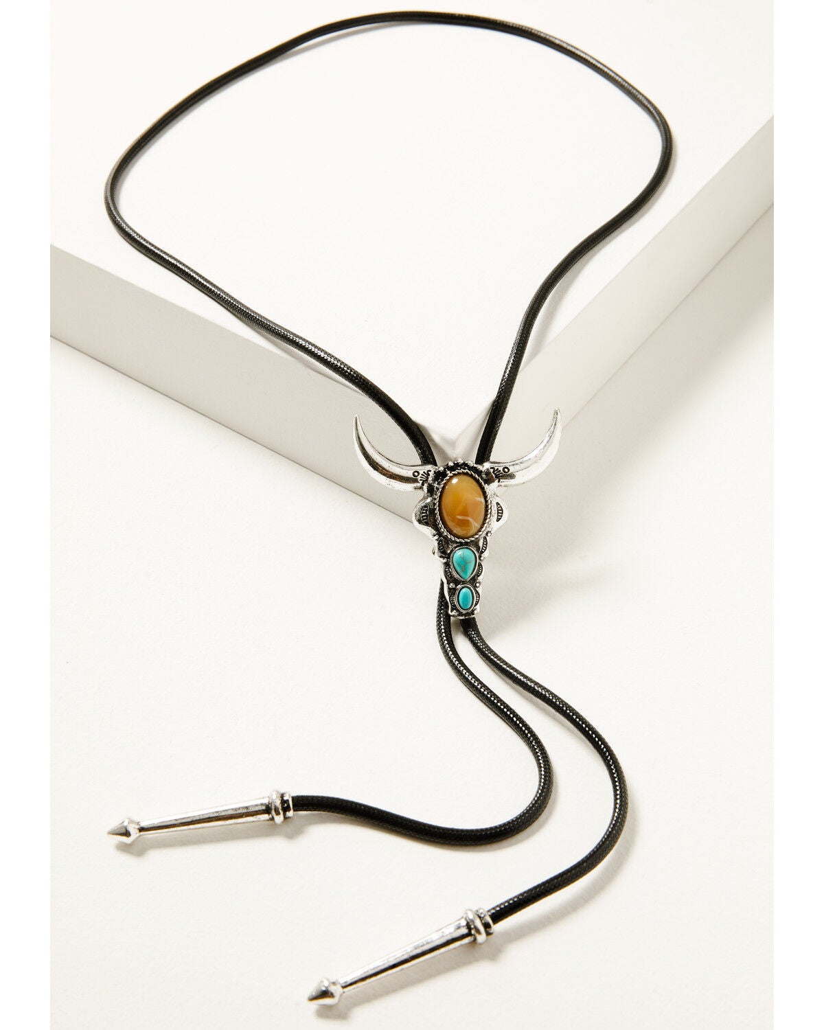 Shyanne Women's Steer Head Bolo Tie, Silver, hi-res