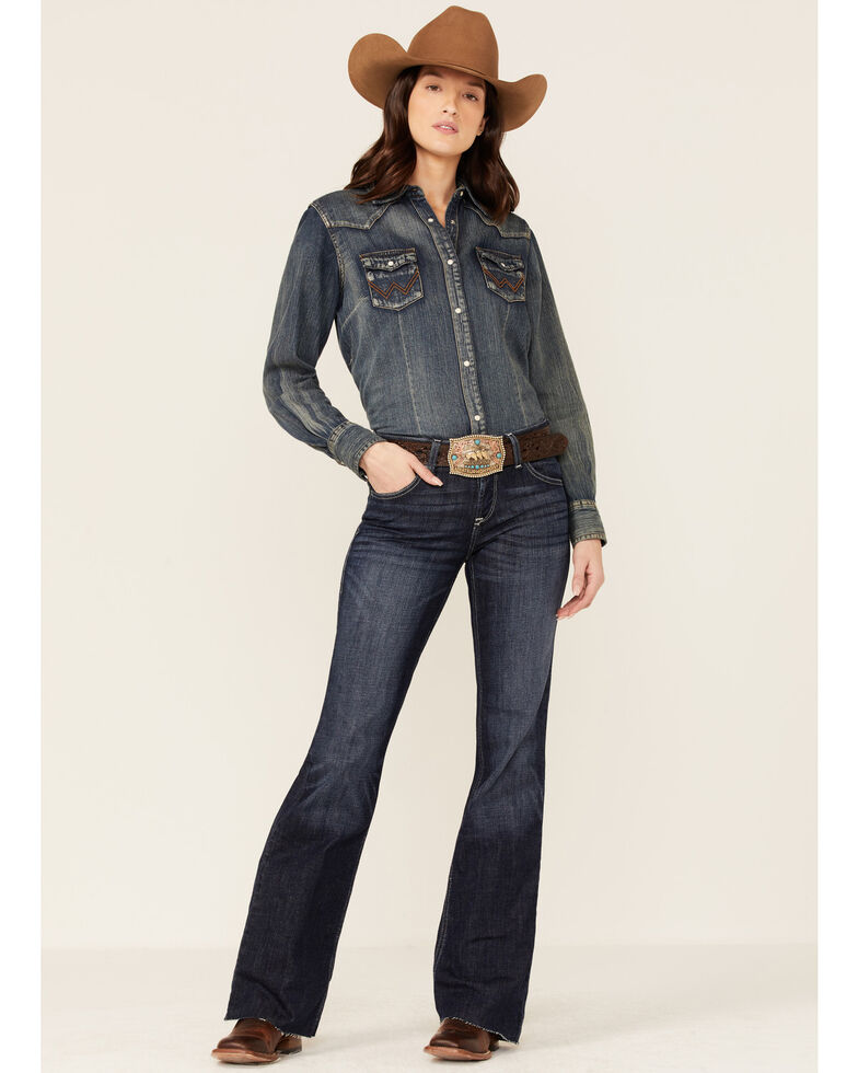 Ariat Women's Trouser Perfect Rise London Wide Leg Jeans, Blue, hi-res