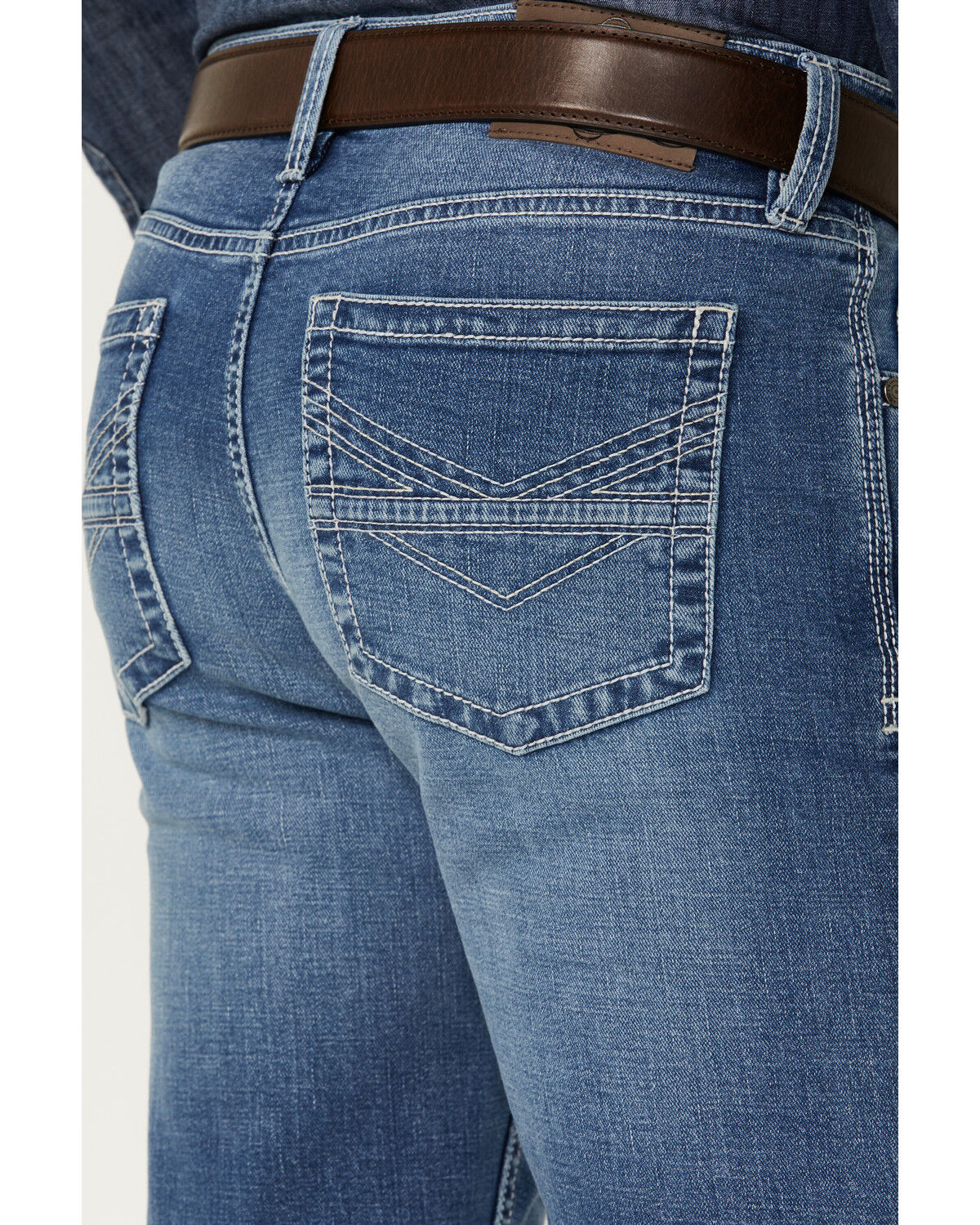 Image #4 - Cody James Men's Silverton Light Wash Stretch Relaxed Bootcut Jeans, Light Medium Wash, hi-res