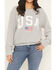Image #3 - Blended Women's USA Flag Crewneck Sweater, Grey, hi-res