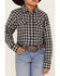 Image #3 - Cody James Boys' Gingham Print Long Sleeve Snap Western Flannel Shirt, Blue, hi-res