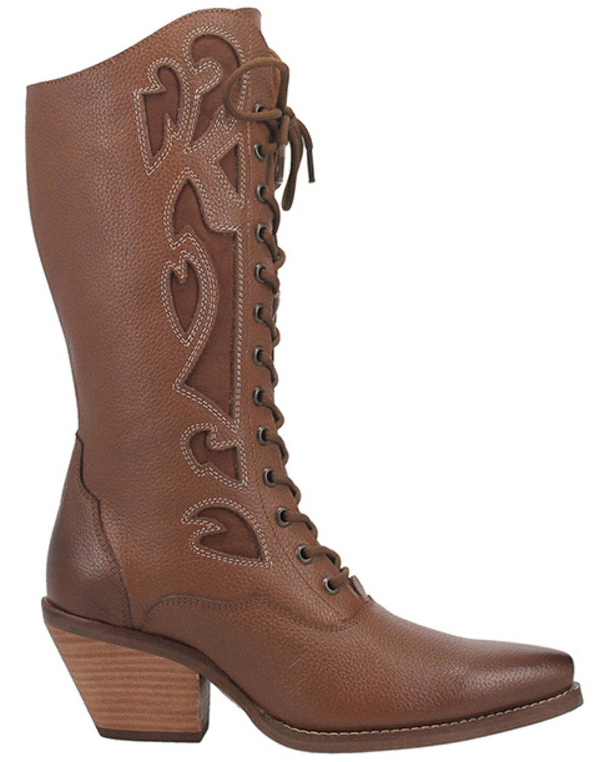 Image #2 - Dingo Women's San Miguel Lace-Up Western Boot - Snip Toe, Tan, hi-res