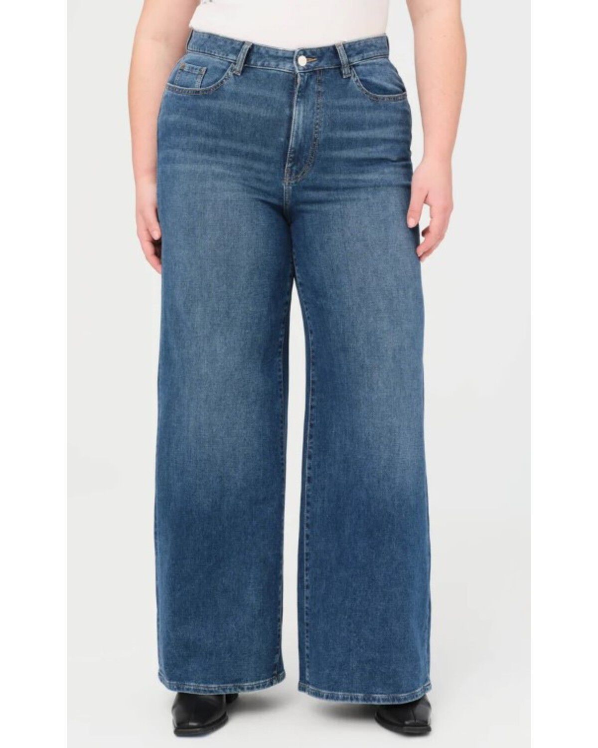 Image #1 - Warp + Weft Women's NCE Dark Wash High Rise Wide Leg Stretch Denim Jeans - Plus, Dark Wash, hi-res