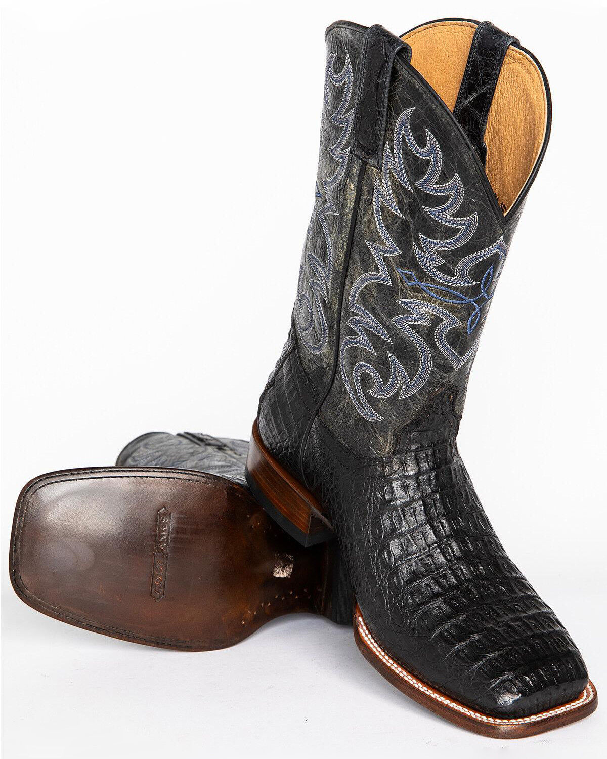 all black square toe boots