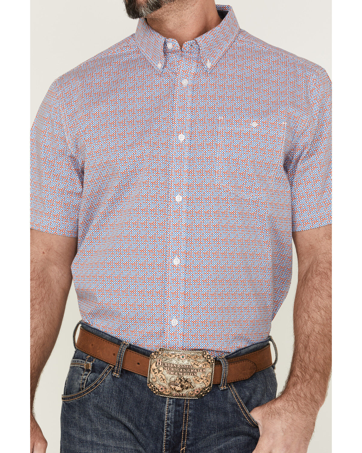 Image #3 - RANK 45® Men's Dude Ranch Geo Button-Down Western Shirt, Blue, hi-res