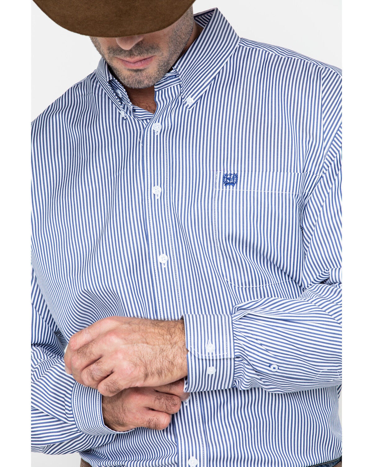 Image #5 - Cinch Men's Striped Print Tencel Long Sleeve Button-Down Western Shirt - Big & Tall, Royal Blue, hi-res