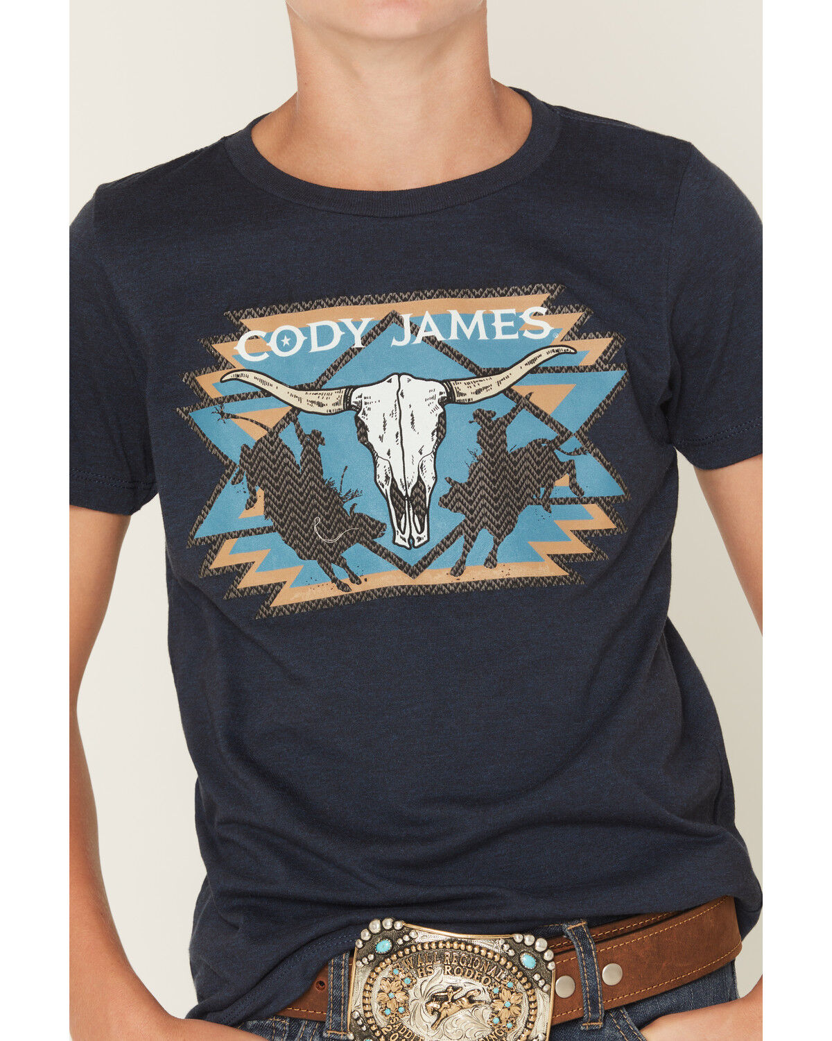 Image #3 - Cody James Boys' Skull Rodeo Short Sleeve Graphic T-Shirt, Blue, hi-res