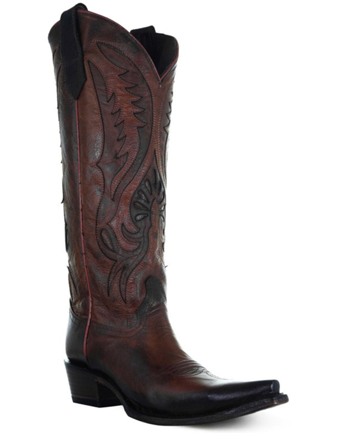 Circle G Women's Inlay Tall Western Boots - Snip Toe, Bronze, hi-res