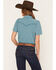 Image #4 - Howdy Hanny Women's Reef Waters Solid Short Sleeve Pearl Snap Performance Stretch Western Shirt, Ocean Blue, hi-res