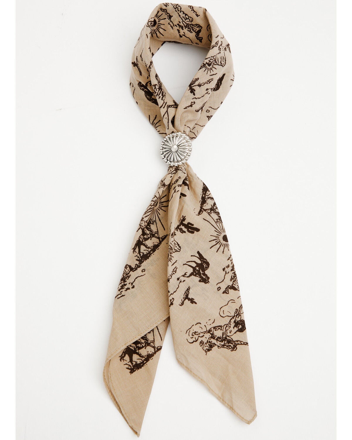 Image #1 - Idyllwind Women's Desert Print Bandana with Concho Slider, Tan, hi-res