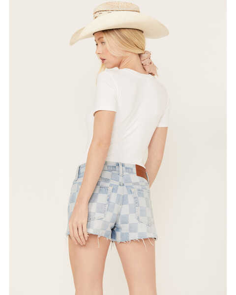 Image #3 - Lucky Brand Women's Light Wash Speedway Checkered Mid Rise Distressed Shorts, Light Wash, hi-res