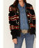 Image #3 - Pendleton Women's Foxglove Berber Mixed Print Fleece Bomber Jacket , Black, hi-res