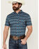 Image #1 - RANK 45&reg; Men's Weststamp Southwestern Geo Print Short Sleeve Button-Down Stretch Western Shirt, Dark Blue, hi-res