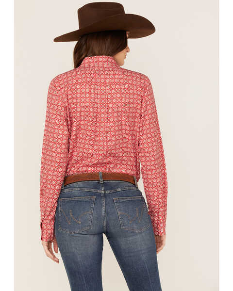 Image #4 - Cinch Women's Geo Print Long Sleeve Button-Down Stretch ARENAFLEX Shirt, Red, hi-res