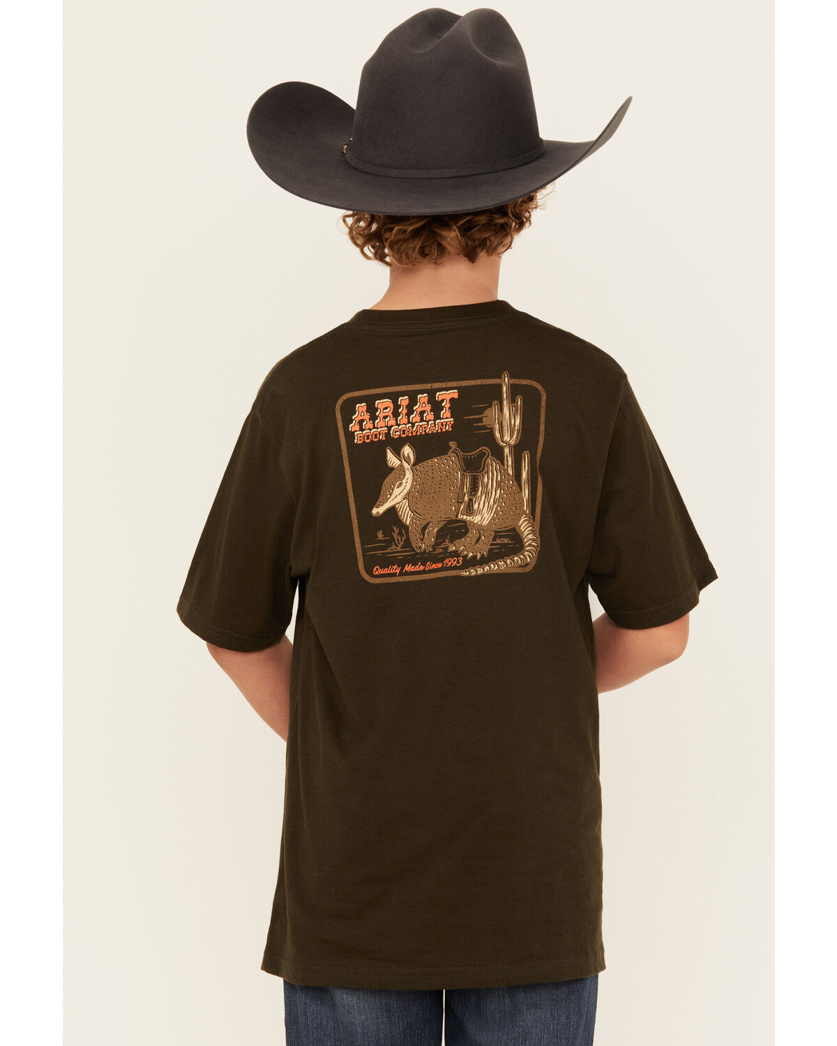 Image #1 - Ariat Boys' Armadillo Short Sleeve Graphic T-Shirt, Green, hi-res