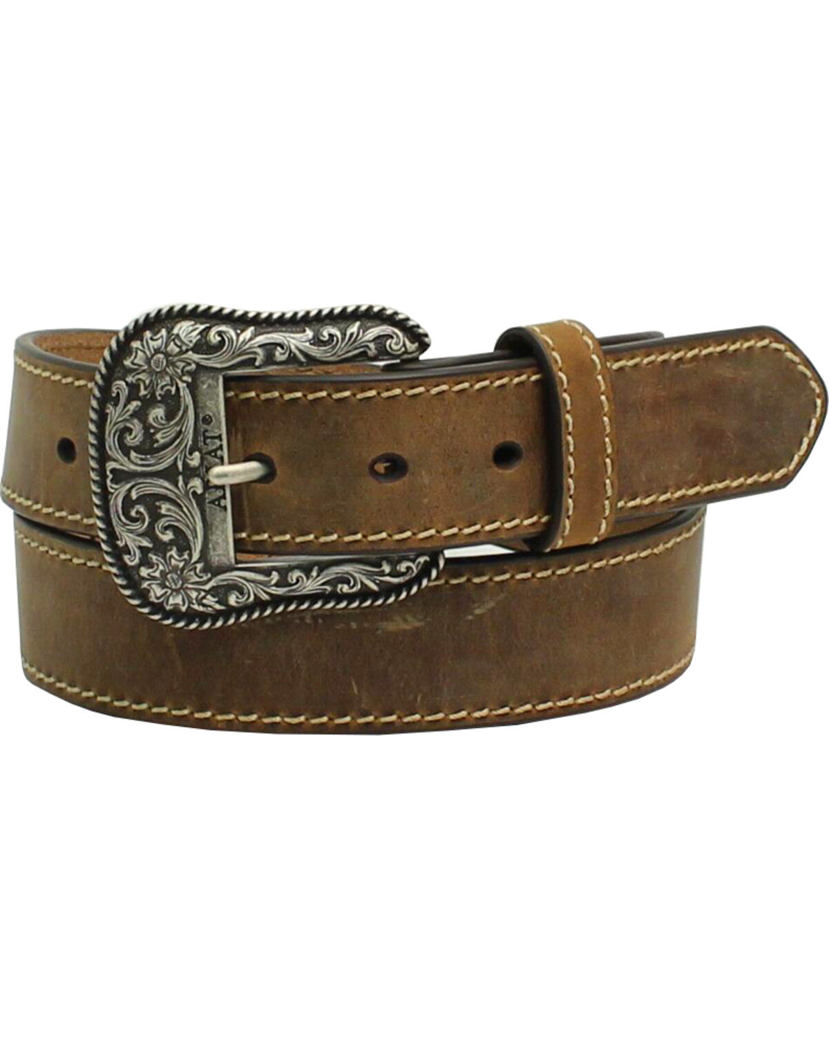 Ariat ARIAT LADIES BROWN BELT WITH ENGRAVED BUCKLE SIZE 26/65 RETAIL $44.99 LEATHER 