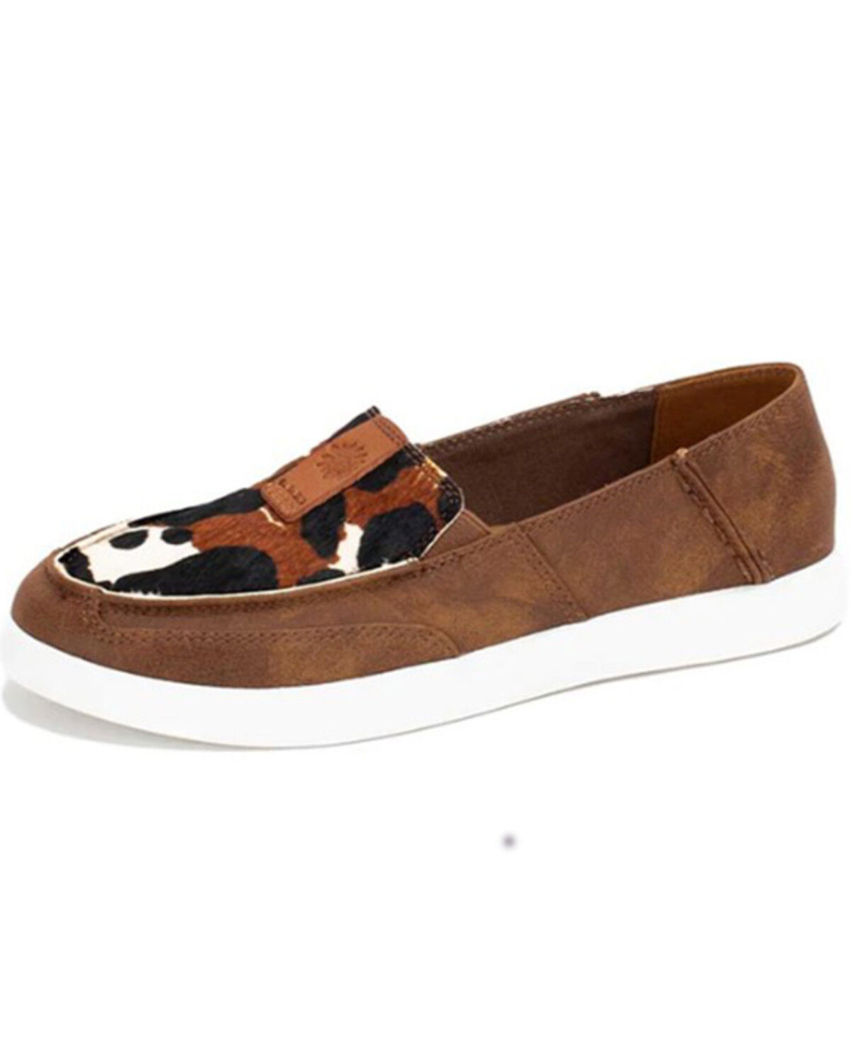Image #1 - Yellow Box Women's Olevia Cow Print Slip-On Shoe - Moc Toe, Yellow, hi-res