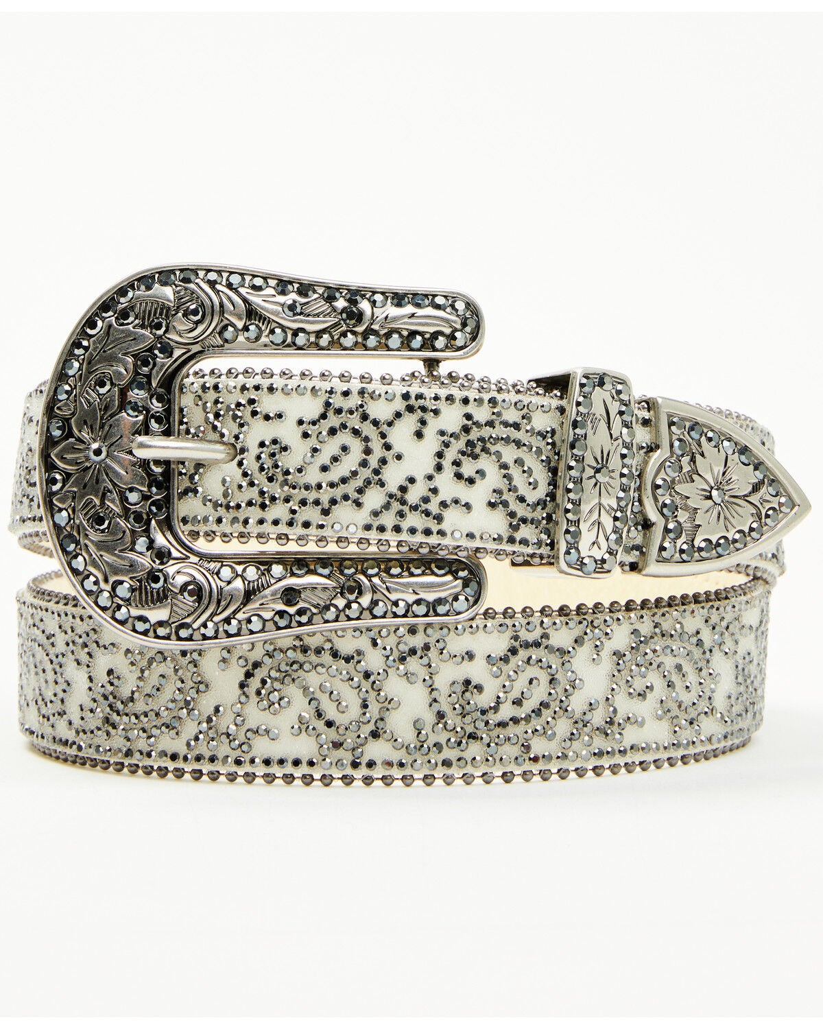 Image #2 - Shyanne Women's Stasia Rhinestone Paisley Print Belt, White, hi-res