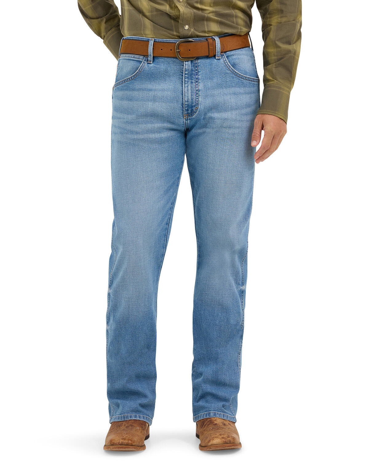 Image #2 - Wrangler Retro Men's Medium Wash Slim Bootcut Stretch Denim Jeans, Medium Wash, hi-res