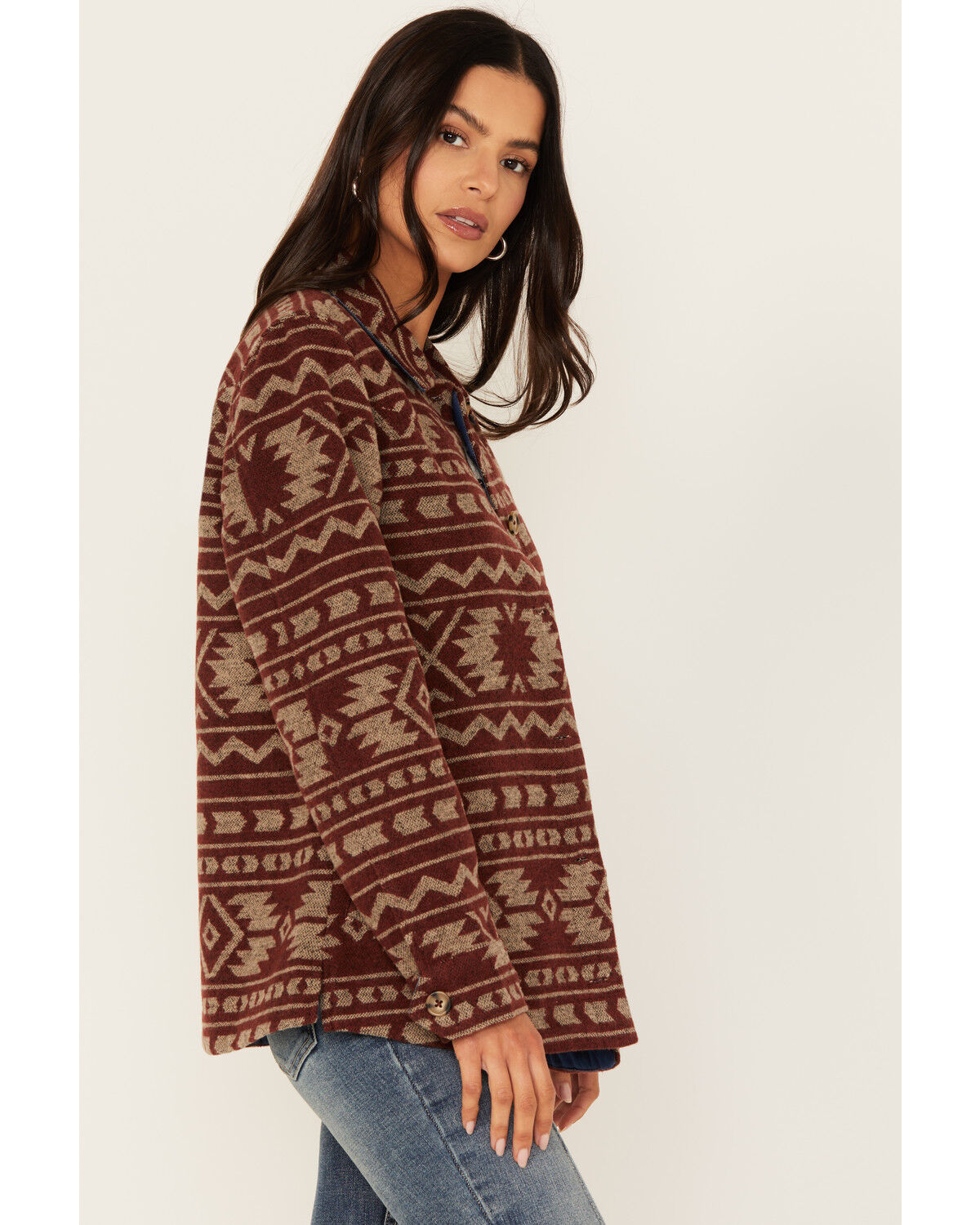 Image #2 - Idyllwind Women's Marie Southwestern Print Shacket, Pecan, hi-res