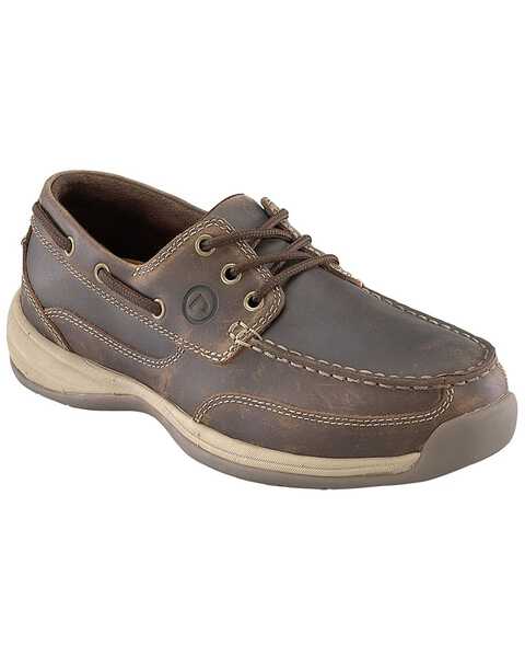 Rockport Works Women's Sailing Club Boat Shoes - Steel Toe, Brown, hi-res