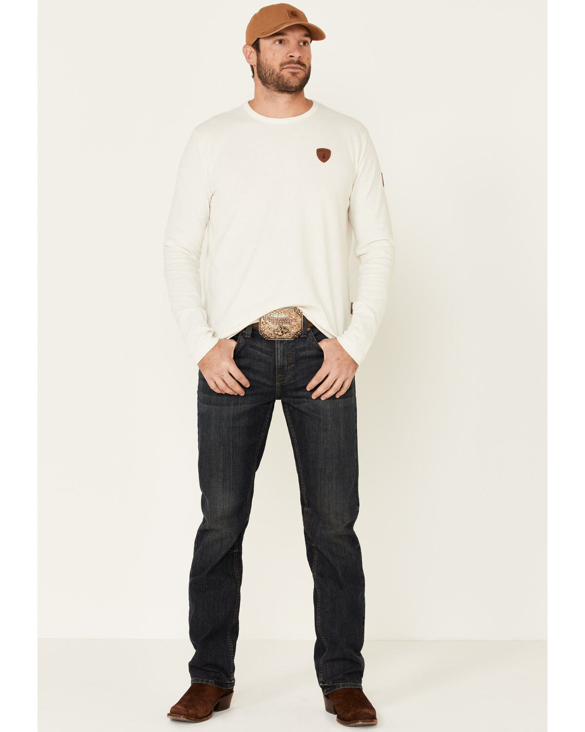 Image #2 - Wanakome Men's Orion Logo Patch Long Sleeve T-Shirt, Oatmeal, hi-res