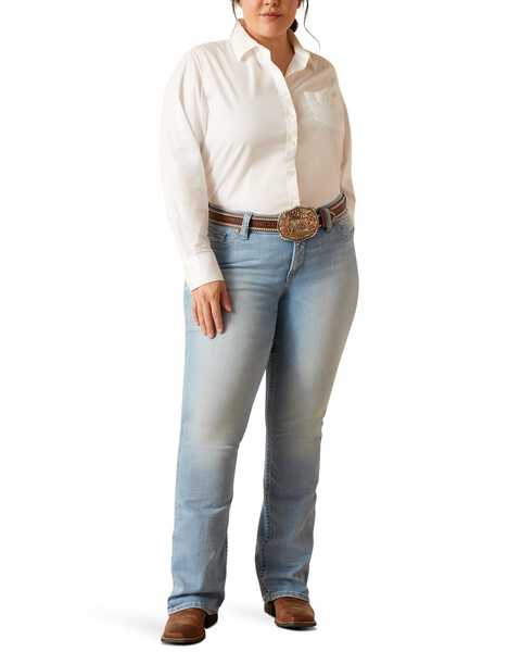 Image #5 - Ariat Women's Nebraska Light Wash Mid Rise Hope Stretch Bootcut Jeans - Plus, Light Wash, hi-res