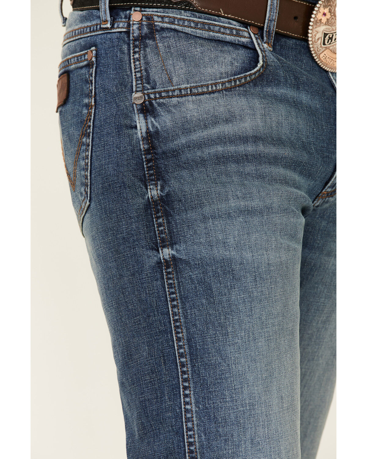 Image #5 - Wrangler Retro Men's Cleburn Med Stretch Slim Straight Jeans, Blue, hi-res